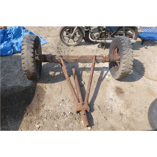 Wood Trailer Axle & Wheels - 68" Wide End to End