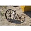 Image 1 : 2 Iron Implement Wheels - 25" & 20" Across