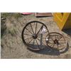 Image 4 : 2 Iron Implement Wheels - 25" & 20" Across
