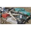 Image 1 : pallet of misc. items, satellite dish, gas can, black truck step rails, weed eater green.