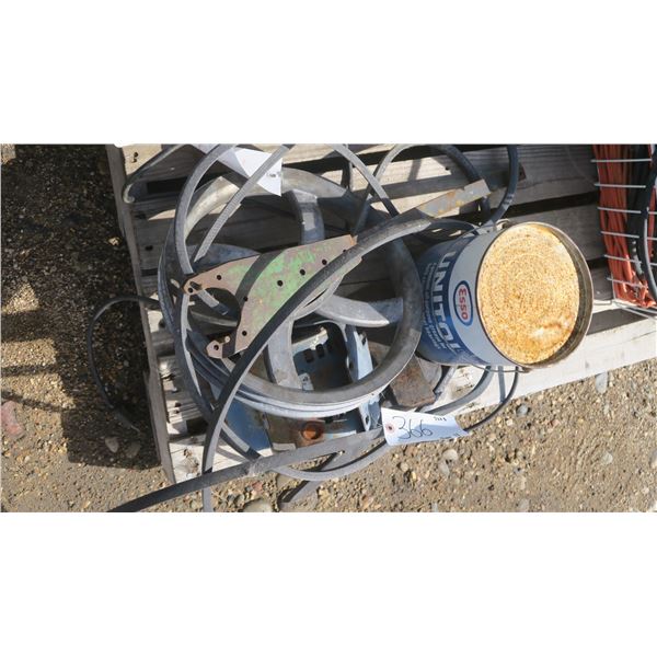 Misc. pully & motor with other items.