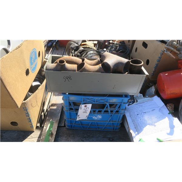2- boxes of metal pipe parts