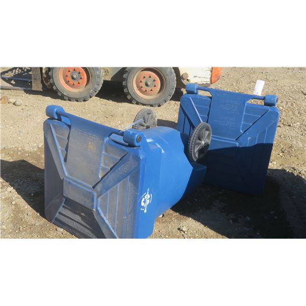 2 blue recycle bins large