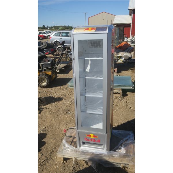 large slim REDBULL cooler display