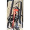 Image 2 : Misc. tools, pipe wrench, 2 crowbars, heel grip straps