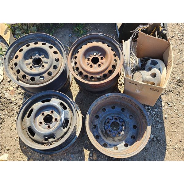 Lot of Assorted 14"/16" Rims and Assorted Hubcaps