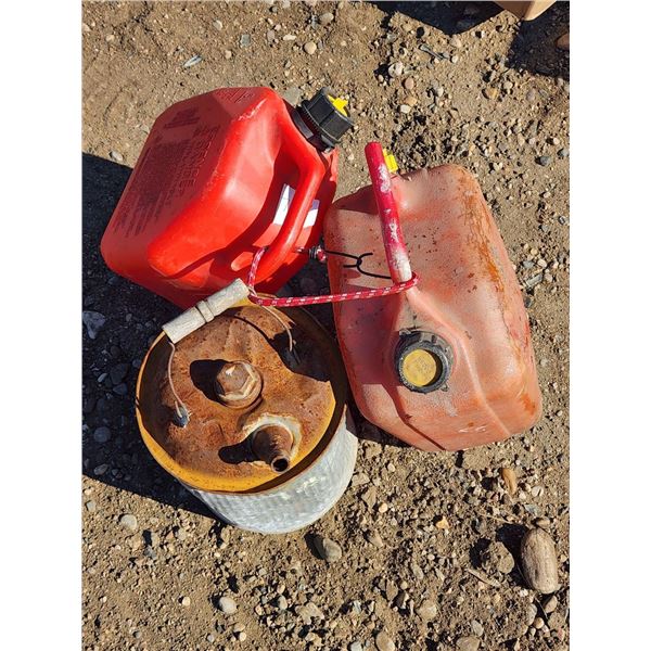 Assorted Gasoline Storage Containers, 1 Vintage Metal Container