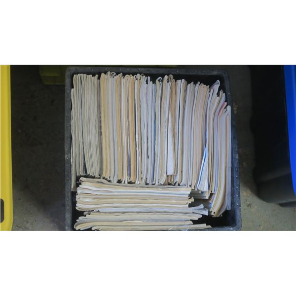 Black crate of misc. hunting magazines