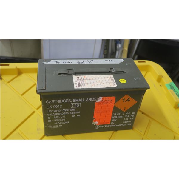 11 1/2" x 7" Military Metal Ammunitions Box, Empty