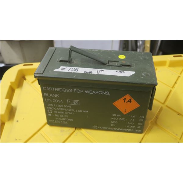 11 1/2" x 7" Military Metal Ammunitions Box, Empty