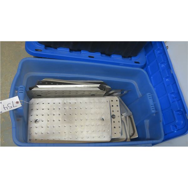 Blue bin of Stainless steel items