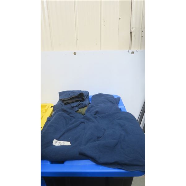 3 military fleece thermo turtle neck blue tops, 2 long john bottoms