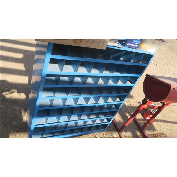 72 section bolt bin storage cabinet, blue