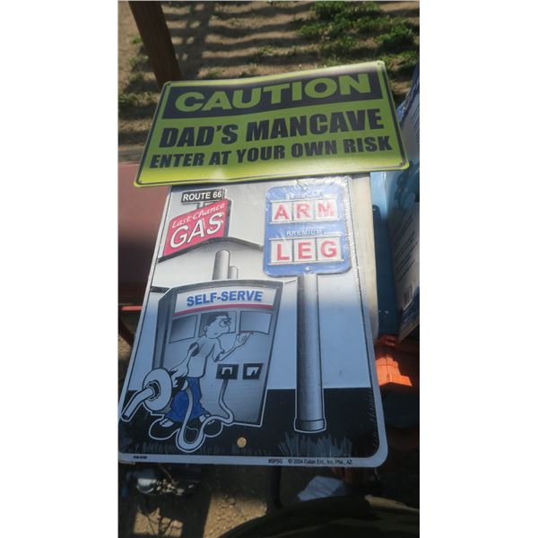 2 rectangle tin signs for man cave