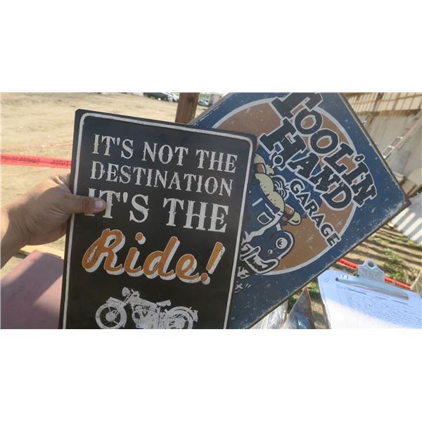 2 large rectangle tin signs for man cave