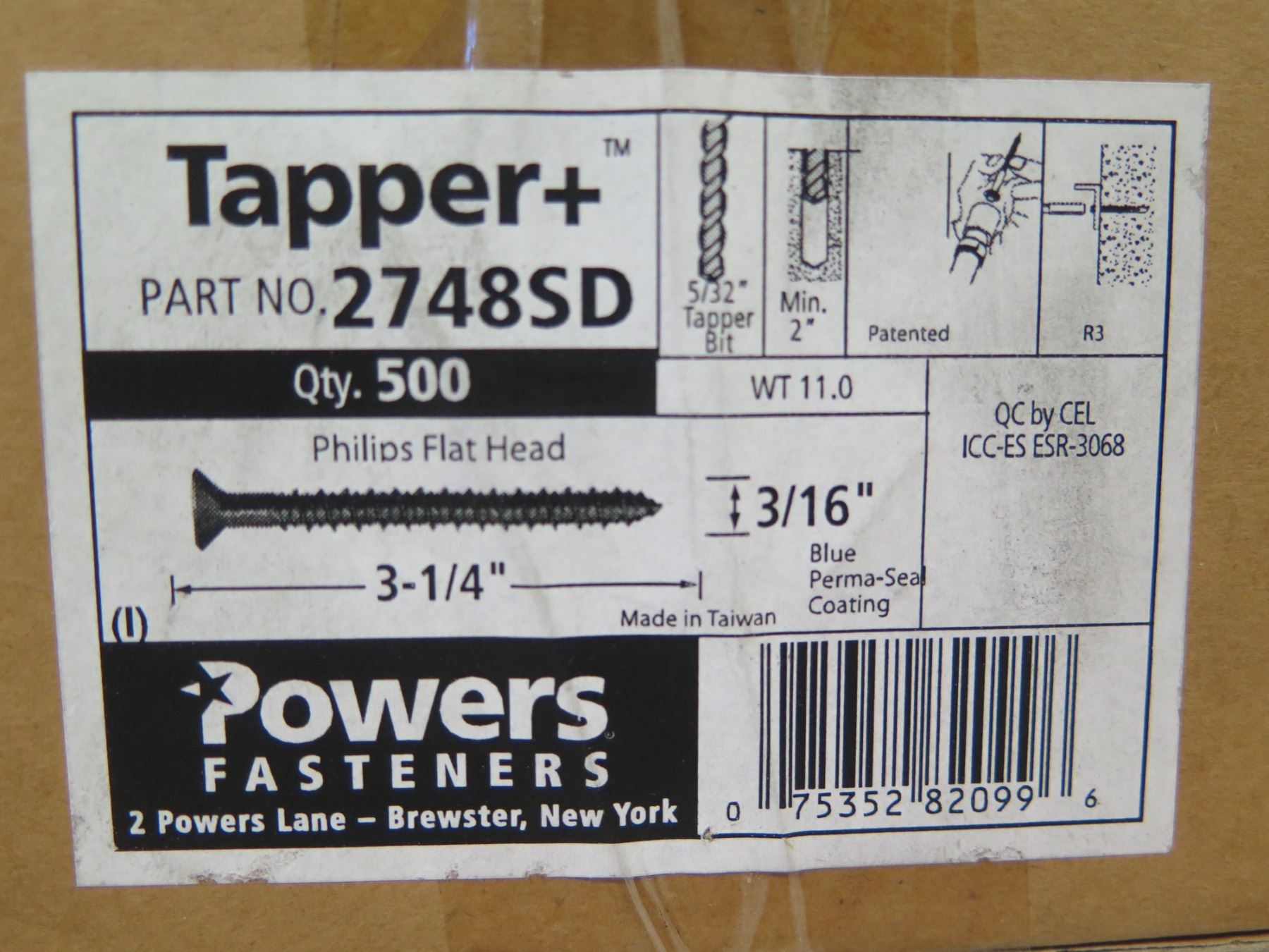 Qty 2 Boxes Powers Fasteners Tapper+ 2748-SD