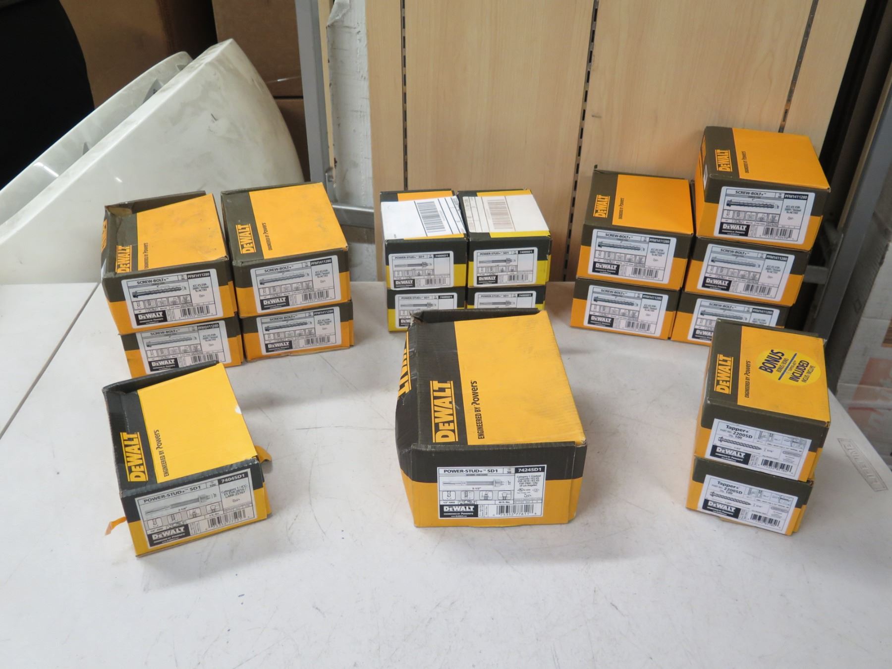 Qty Approx. 17 Boxes DeWalt Tapper+, Power-Stud+, Screw-Bolt+, etc