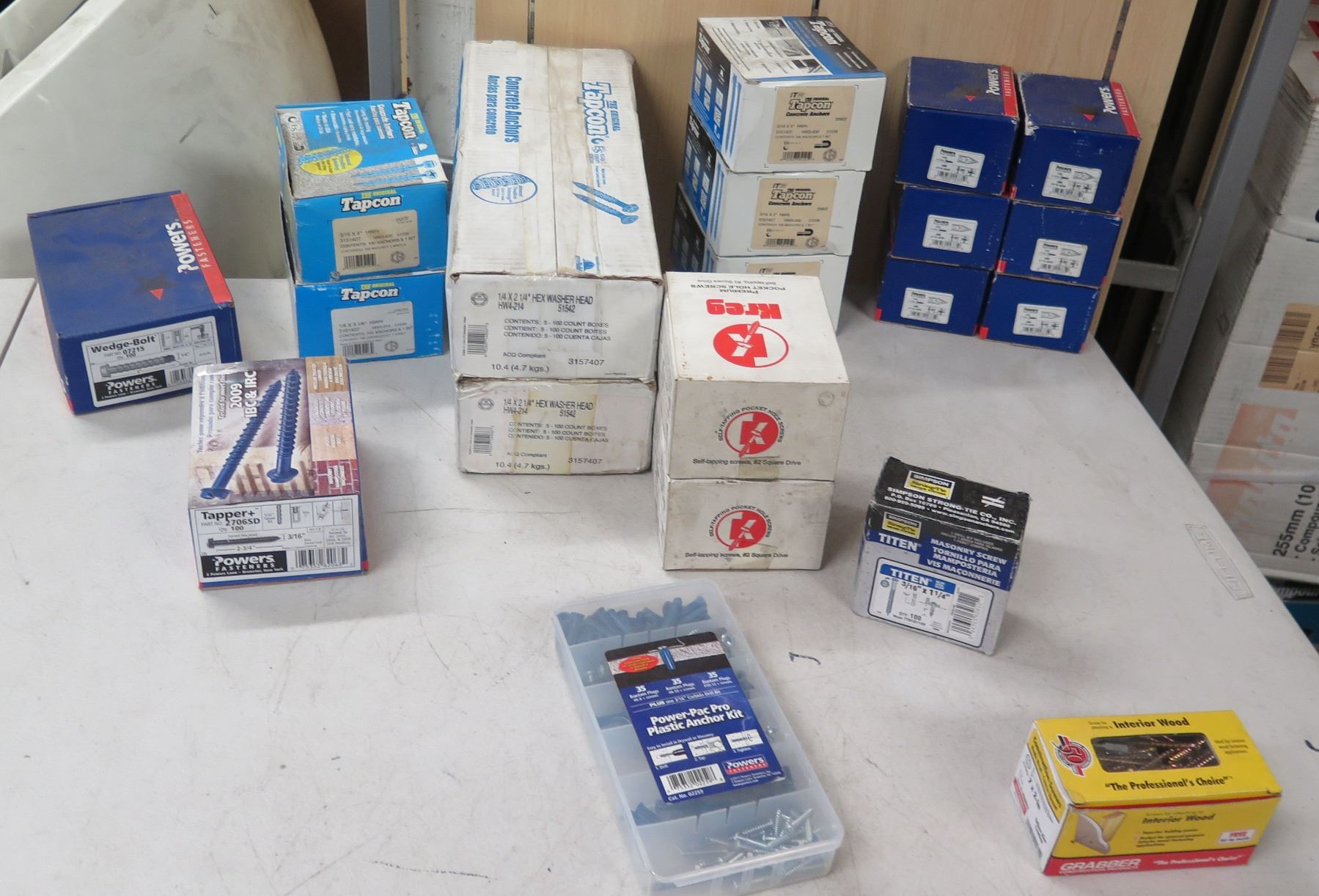 Multiple Boxes Wedge-Bolt, Tapper+, Washer Heads, Screws, Anchors, etc