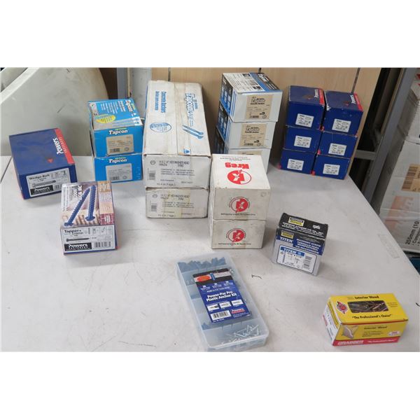 Multiple Boxes Wedge-Bolt, Tapper+, Washer Heads, Screws, Anchors, etc