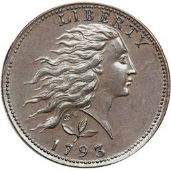 1793 S-5 R4 Wreath Cent with Large Date and LIBERTY.
