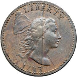 1793 S-14 R5- Liberty Cap with Bisected Obverse. PC