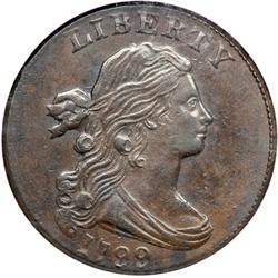 1799 S-189 R2+ Normal Date NGC graded MS62 Brown.