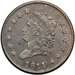 1811/0 S-286 R3 Overdate 1 over 0 AU55.