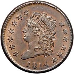 1814 S-295 R1 Plain 4 AU58+.