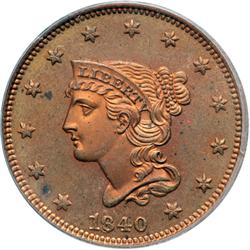 1840 N-2 R6 (as a proof) PCGS graded PR64 Red & Brow