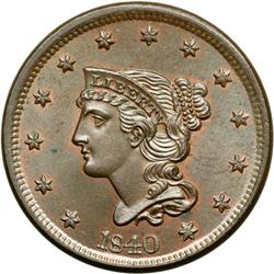 1840 N-8 R1 PCGS graded MS66 Brown.