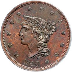 1840 N-9 R3 PCGS graded MS64 Red & Brown.