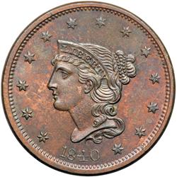 1840 N-9 R3 PCGS graded MS65 Brown.