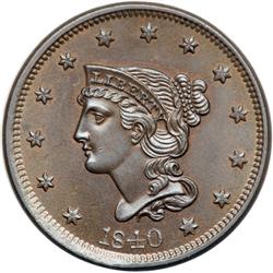 1840 N-10 R2 PCGS graded MS65 Brown.