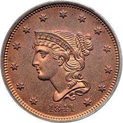 1841 N-1 R5 PCGS graded PR65 Red & Brown.