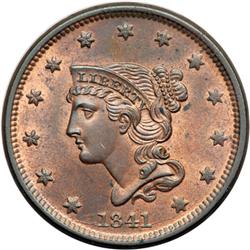 1841 N-3 R2 PCGS graded MS64 Red & Brown.