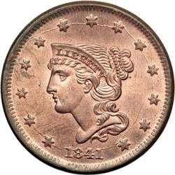 1841 N-5 R3 PCGS graded MS65 Red & Brown.