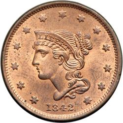 1842 N-2 R1 PCGS graded MS64 Red.