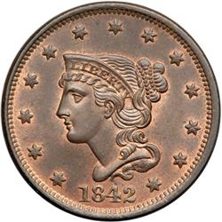 1842 N-4 R2 PCGS graded MS65 Red & Brown.
