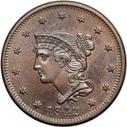 1842 N-7 R2 PCGS graded MS64 Red & Brown.