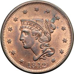 1842 N-7 R2 PCGS graded MS64 Red & Brown.