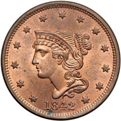 1842 N-8 R1 PCGS graded MS66 Brown.