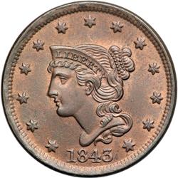 1843 N-2 R1 PCGS graded MS65 Red & Brown.