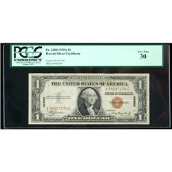 1935-A, $1 World War II Emergency Note. Hawaii.