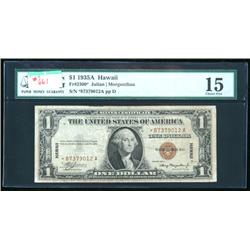 1935-A, $1 World War II Emergency Note. Hawaii Star