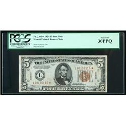 1934, $5 World War II Emergency Note. Hawaii Star Note