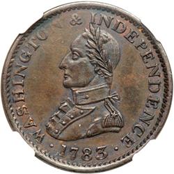 1783 Washington & Independence Cent with Large Militar