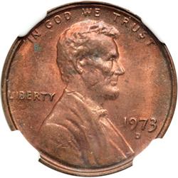 1973-D 1c Mint Error NGC MS63RB