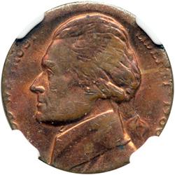 N/D Jefferson 5c Struck on 1c Planchet NGC MS62RB