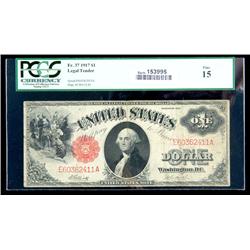1917, $1 United States Note. PCGS Fine 15