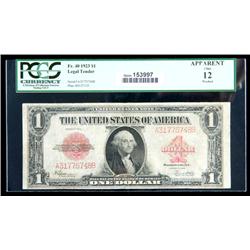 1923, $1 United States Note. PCGS Apparent Fine 12